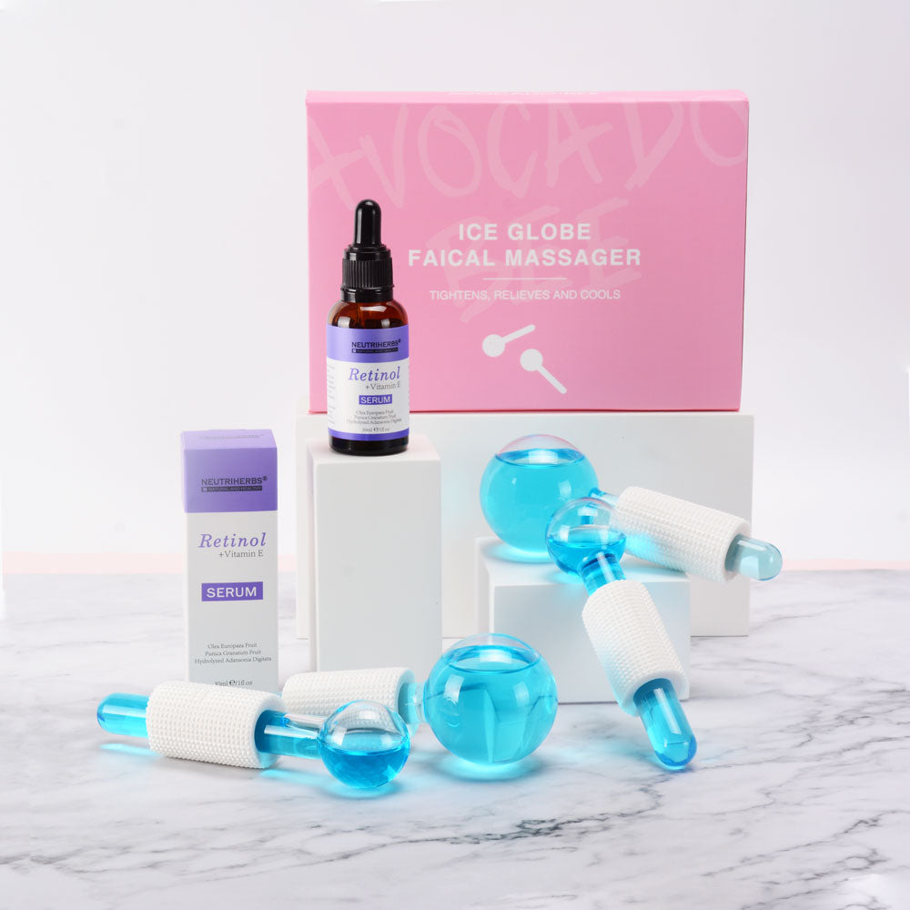 Ice Facial Globes & Retinol Serum with Vitamin E For Aging & Acne Skin