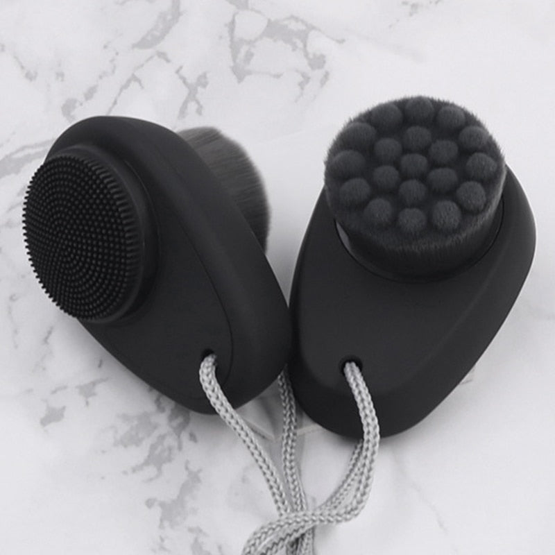 Black Charcoal Double-sided Facial Brush For Men and Women