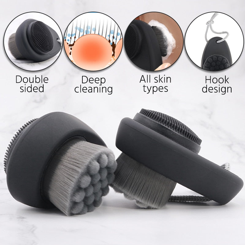 Black Charcoal Double-sided Facial Brush For Men and Women