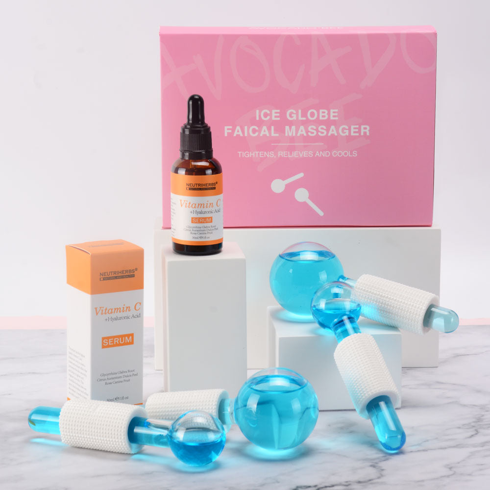 Ice Cooling Facial Globes  +Vitamin C Serum For Dull Skin & Dark Spots